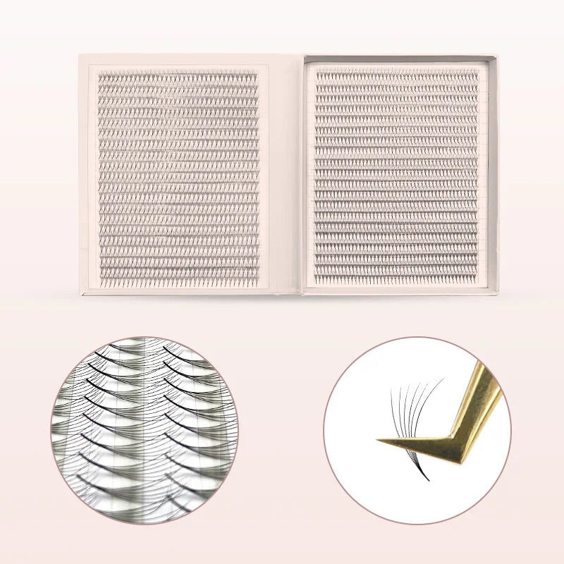 Narrow 2400 Fans Lashes XXL Mega Tray Premade Narrow Volume Fan Ultra Dark Pointy Base Promade Fans Eyelash Extensions Supplies