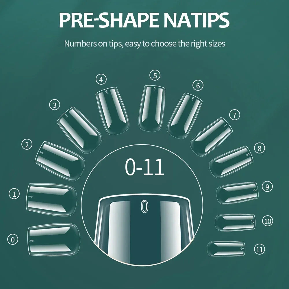 Nailpop 600PCS Nail Tips Full Cover Medium Length Ballerina Press On False Nail Extenison Tips with Box for Salons and Home DIY