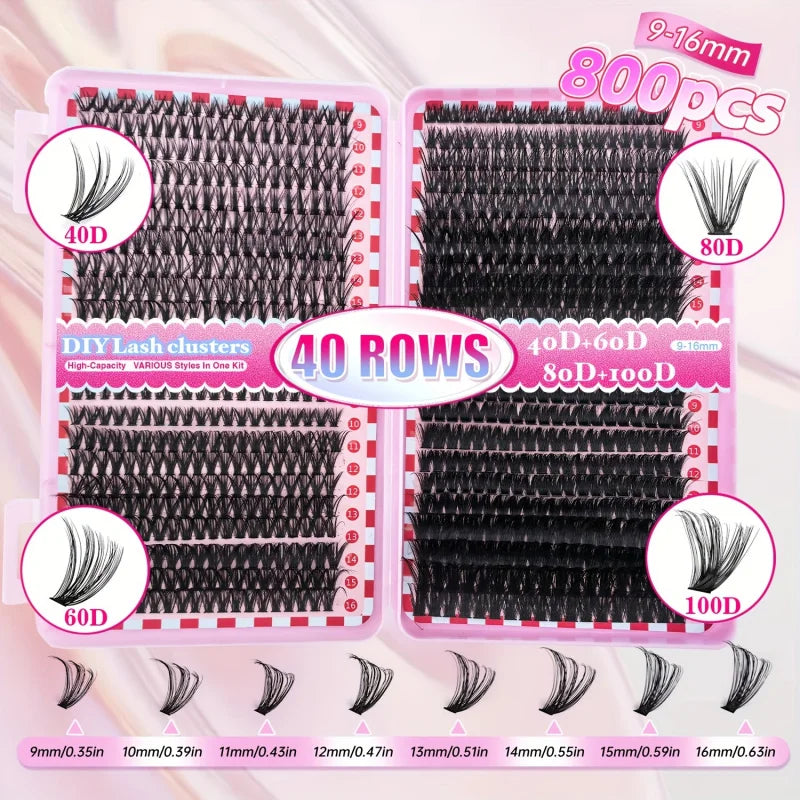 800/640/200PCS Fluffy Eyelash Cluster Book Comfortable, Reusable, Easy To Apply, Perfect For Natural Daily Beginner-Friendly