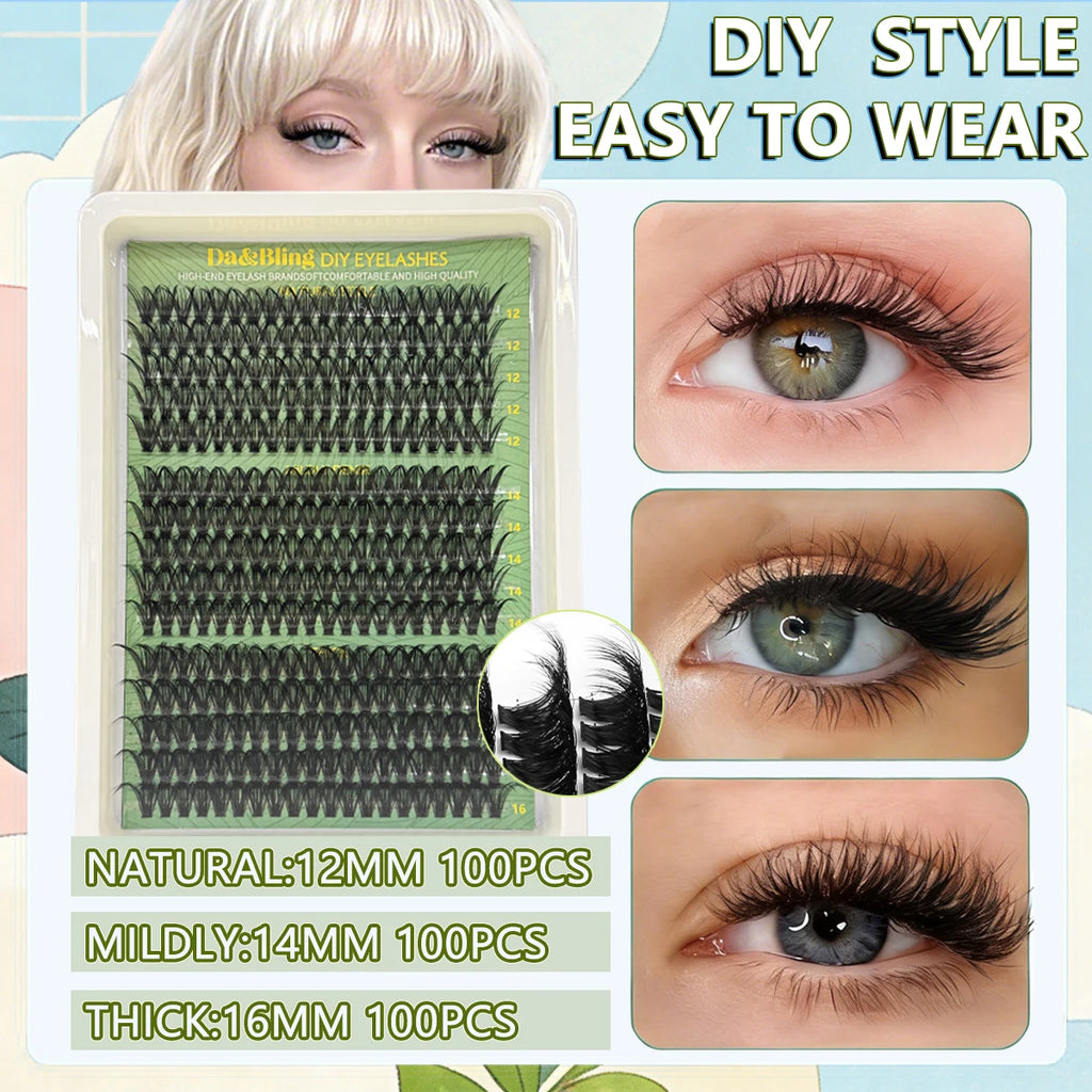 Individual Lashes 20-100D 280pcs Cluster Lashes Natural Look Mixed Tray DIY Eyelash Extension Volume Lash Clusters Eyelashes
