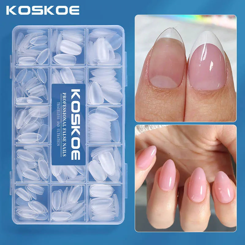300pcs/box Transparent Fake Nail Acrylic Tips Soft Gel Full Matte Finish Nail Gel French Ballerinas Capsules Press On  Tips