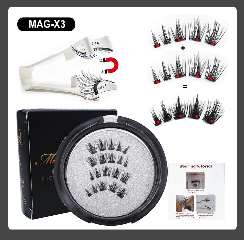 RED SIREN Magnetic Eyelashes With Applicator Reusable Natural Magnetic Lashes Kit No Glue Needed Soft Clear Band False Eyelashes