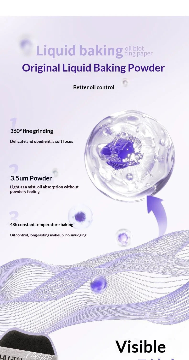 LISHU Oil Control Blotting Paper with Powder Puff, Face Powder Makeup Setting Sheets, Portable Touch Up Tool，150 Sheets