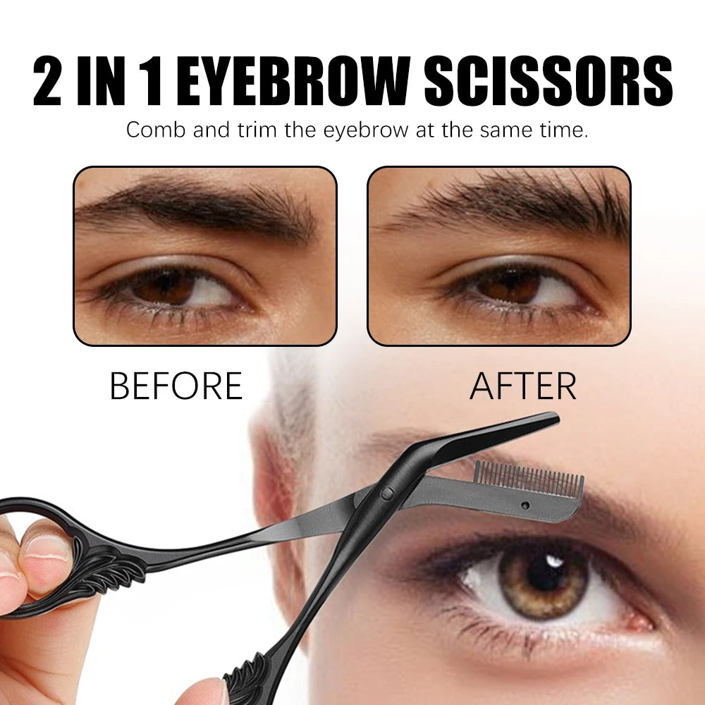 1Pcs Eyebrow Scissors with Comb  Stainless Steel Eyebrow Trimmer for Women Men  Eye Brow Trimmer Scissors Effortless Grooming
