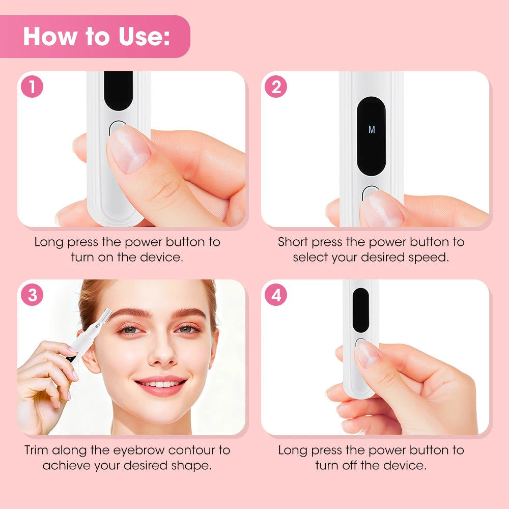 Electric Eyebrow Trimmer Rechargeable Mini Eyebrow Scraper Precision Facial Hair Trimmer Eyebrow Razor Dual-Blade Grooming Tool