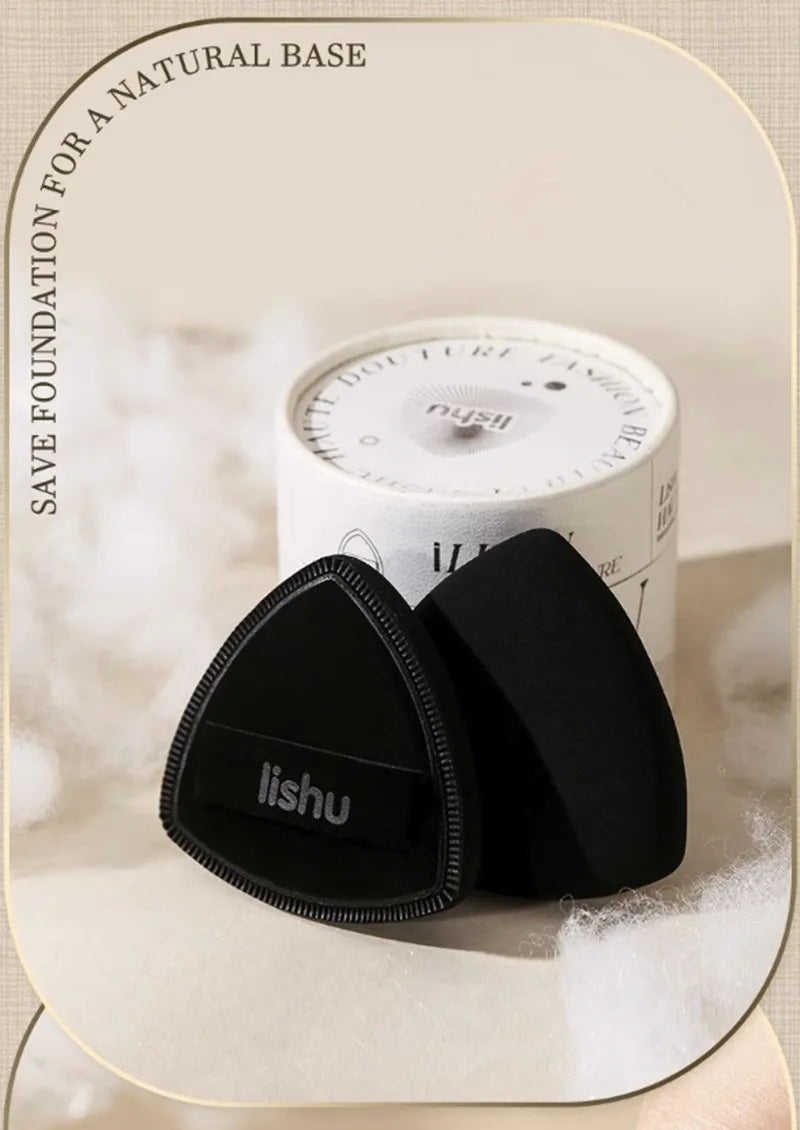 Lishu Black Air Cushion Foundation Puff High Elastic Soft Do Not Eat Powder Makeup Blender Applicator Sponge Wet Dry Dual Use