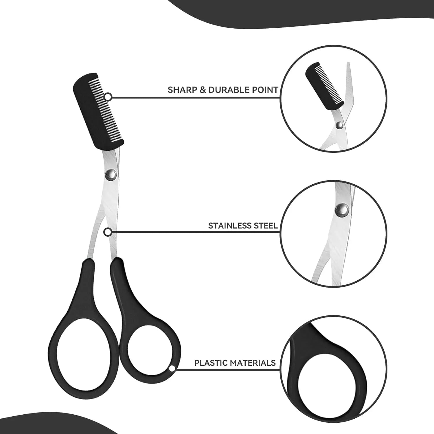 Eyebrow Trimmer Scissors Professional Non-Slip Finger Grip Brow Scissors with Comb for Men and Women Brow Shaping Makeup Tools