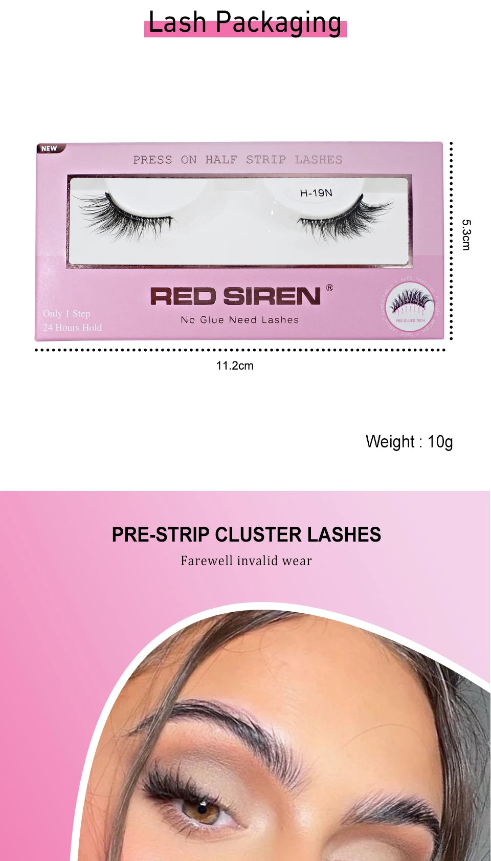 Self Adhesive Eyelashes Wide Glue Strip Press On Half Lashes Soft Clear Band Pre Glued False Eyelashes Reusable Cat Eye Lashes