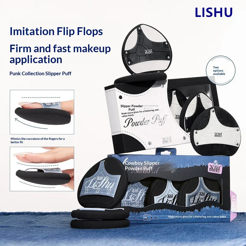 LISHU Makeup Puff Set, Large Powder Puffs for Foundation & Concealer, Wet and Dry Dual-Use, Skin-Friendly & No Powder Absorption