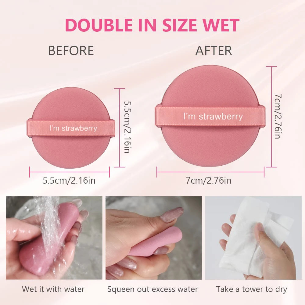 Karsyngirl 7Pcs/Box Strawberry Double-Side Cosmetic Puff Set Soft Makeup Sponge Powder Beauty Tools for Women