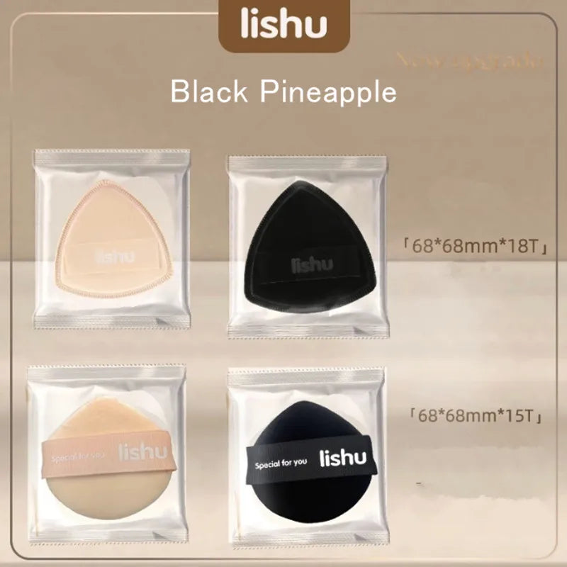 Lishu Black Air Cushion Foundation Puff High Elastic Soft Do Not Eat Powder Makeup Blender Applicator Sponge Wet Dry Dual Use