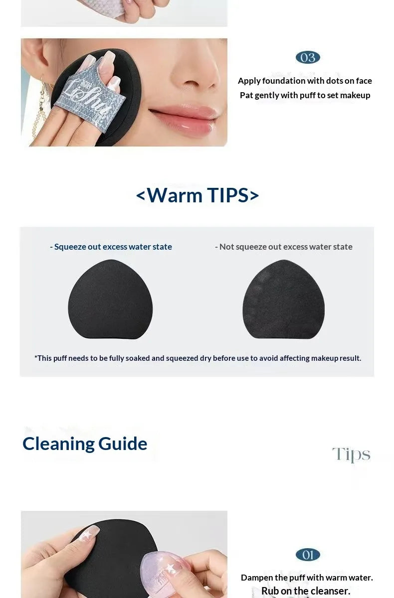 LISHU Makeup Puff Set, Large Powder Puffs for Foundation & Concealer, Wet and Dry Dual-Use, Skin-Friendly & No Powder Absorption