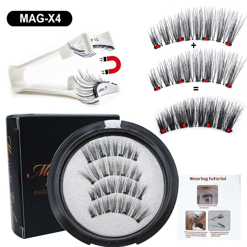 RED SIREN Magnetic Eyelashes With Applicator Reusable Natural Magnetic Lashes Kit No Glue Needed Soft Clear Band False Eyelashes