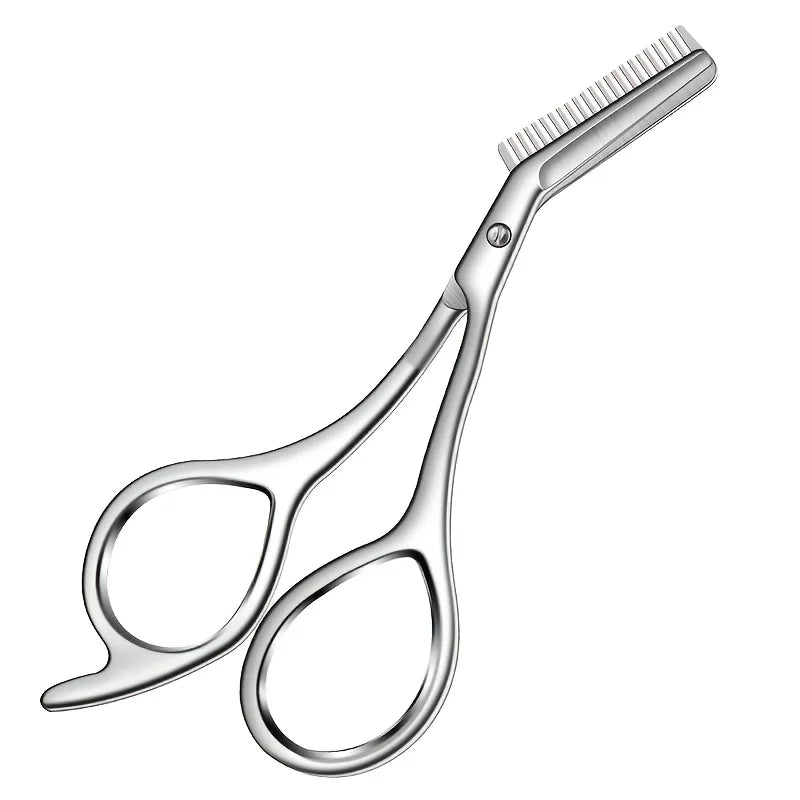 Stainless Steel Eyebrow Scissors with Comb -Hypoallergenic One-Piece Design,Sharp Blades & Ergonomic Handle for Precise Trimming