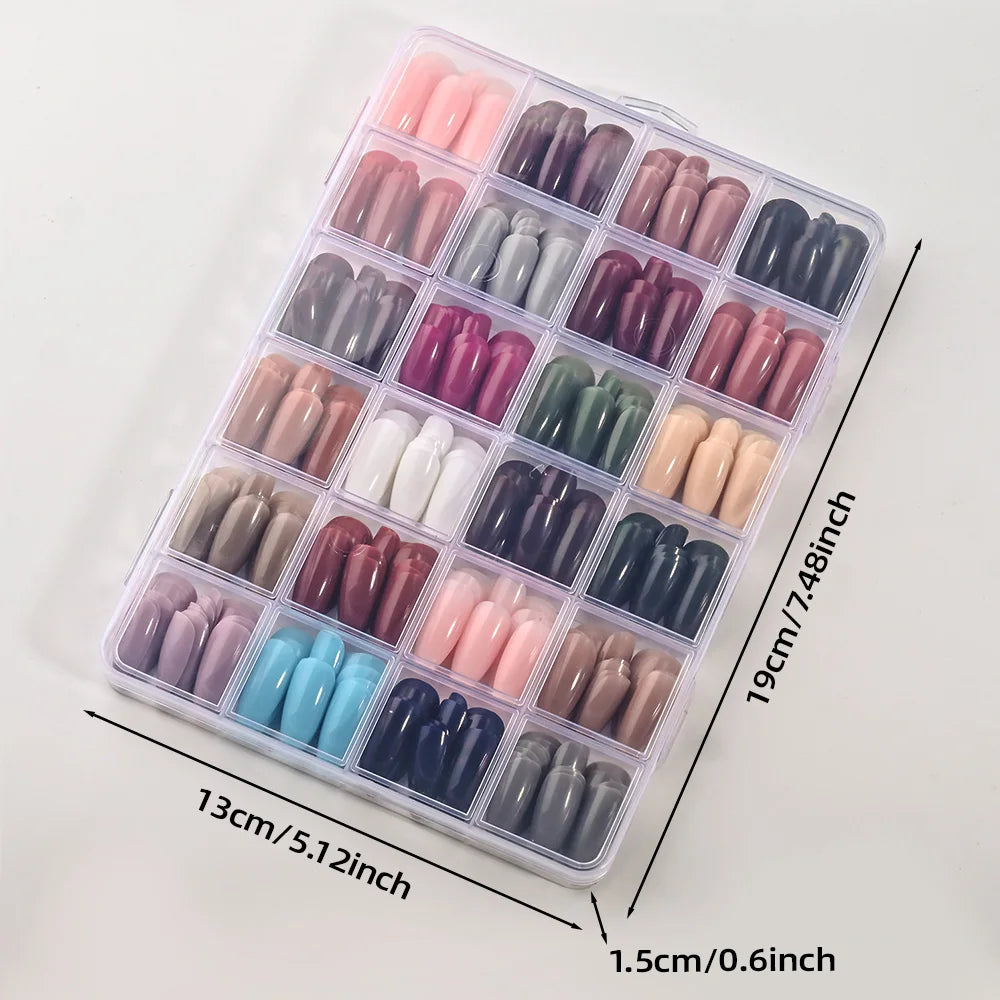 288pcs/box Solid Color Almond False Nails Medium Colorful Simple Press On Nails Mixed Full Cover Almond Fake Nail Tips for Women
