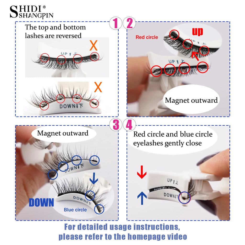 Reusable Magnetic Eyelashes Kit With Magnetic Tweezers Makeup Tool Handmade Fluffy Faux Mink Lashes Natural Long False Eyelashes