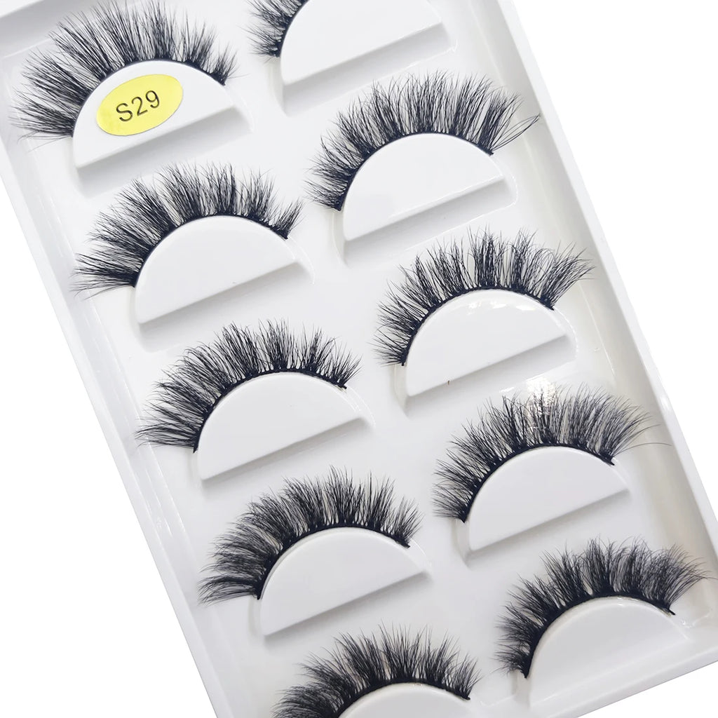 New 5 Pairs Natural 3D False Eyelashes Makeup Mink Eyelash Fake Eye Lashes Faux Cils Make Up Beauty Maquillaje Tools H13 Cat
