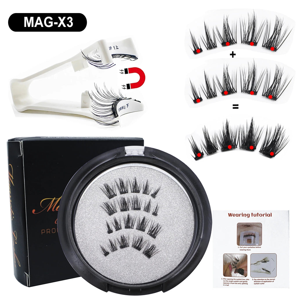 RED SIREN Magnetic Eyelashes With Applicator Reusable Natural Magnetic Lashes Kit No Glue Needed Soft Clear Band False Eyelashes