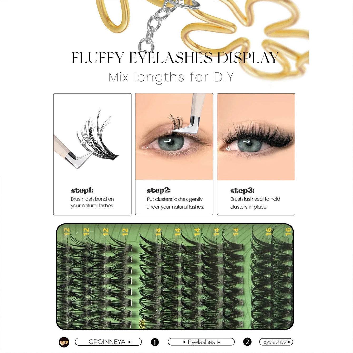 Individual Lashes 20-100D 280pcs Cluster Lashes Natural Look Mixed Tray DIY Eyelash Extension Volume Lash Clusters Eyelashes