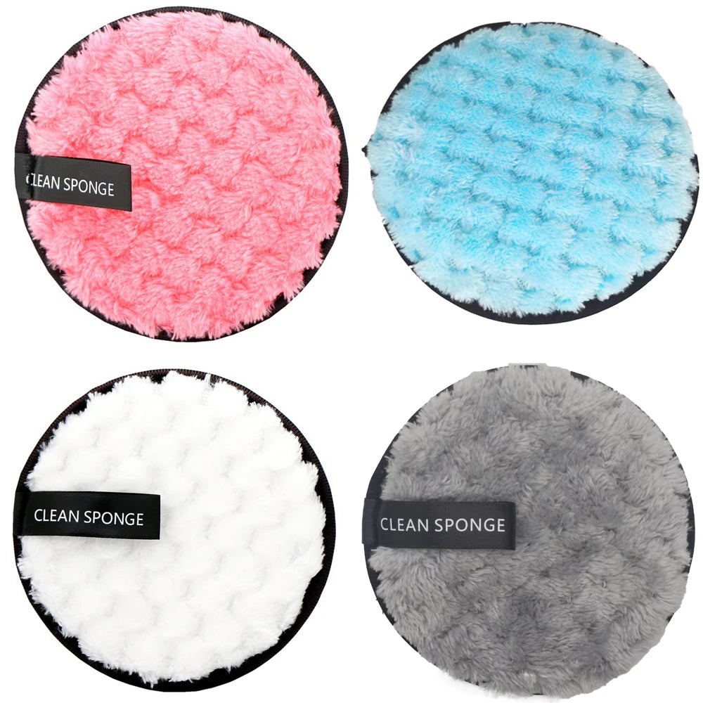 1/4pcs Reusable Makeup Remover Powder Puff Makeup Cleaning Sponge Soft Face Clean Powder Puffs Towel Washable Cosmetic Tool