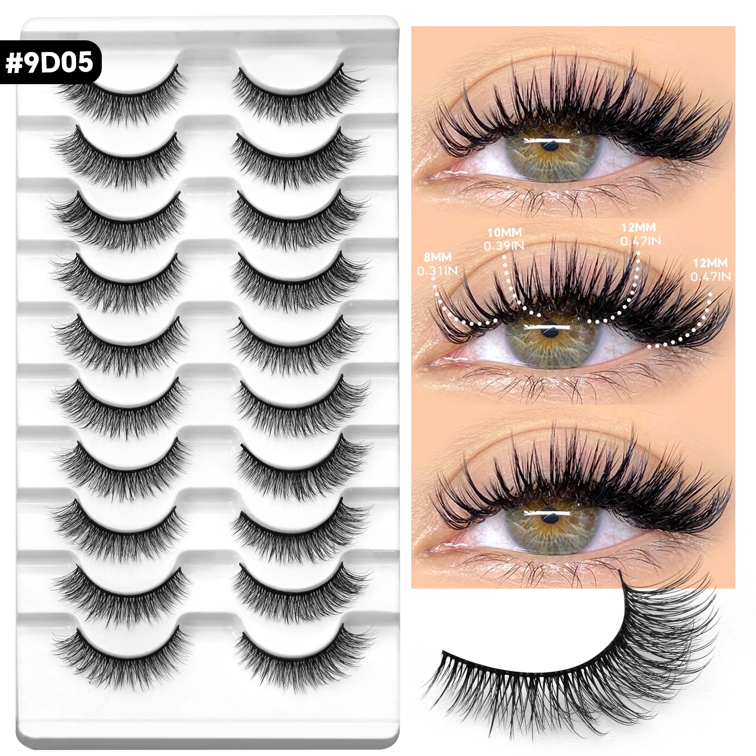 VELTRINAY False Lashes Cat Eye Eyelashes Faux Mink Fluffy Lashes Wispy Fake Eyelashes Thick Strips Lashes Makeup