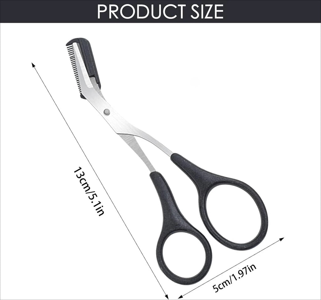 Eyebrow Trimmer Scissors Professional Non-Slip Finger Grip Brow Scissors with Comb for Men and Women Brow Shaping Makeup Tools