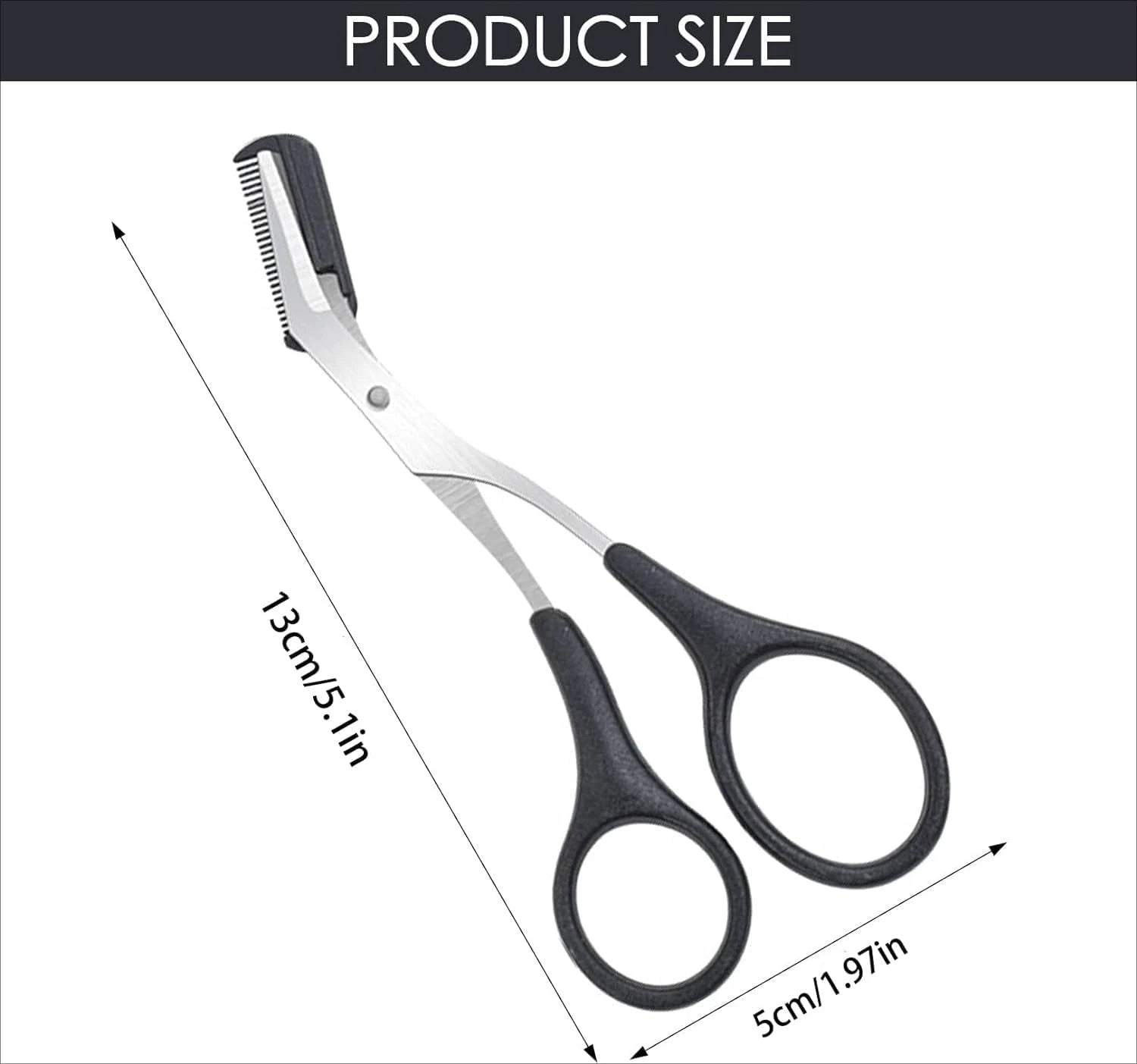 Eyebrow Trimmer Scissors Professional Non-Slip Finger Grip Brow Scissors with Comb for Men and Women Brow Shaping Makeup Tools