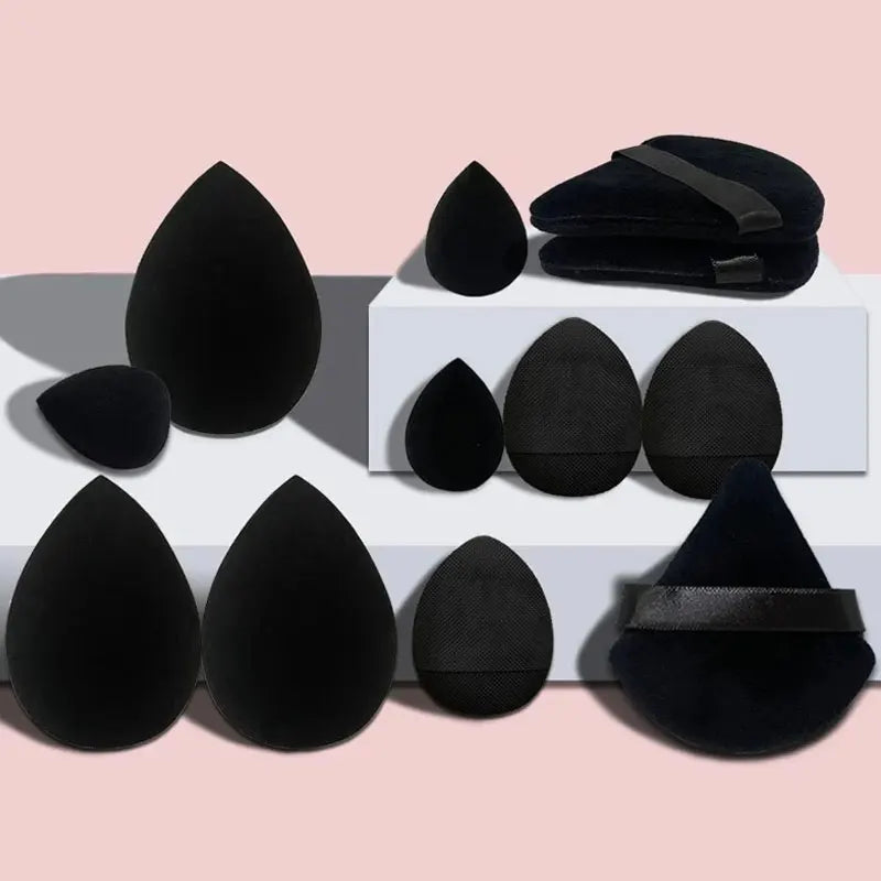 Solid color 12PCS makeup sponge set, loose powder and finger catching Thumb Puff Cotton Mini Powders Puffs Soft Makeups EggsSets