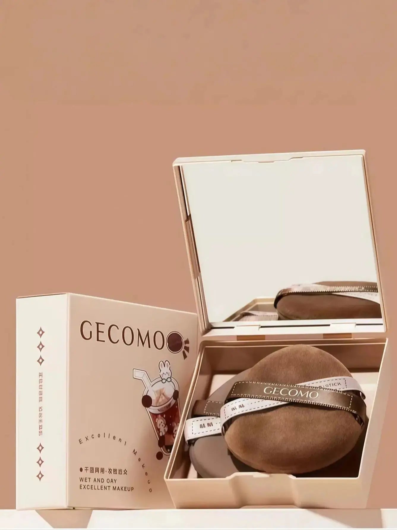 Two-pack Powder Puff Set Box with Mirror, Wet And Dry Dual Use, Super Soft Makeup Sponge And Loose Powder Air Cushion