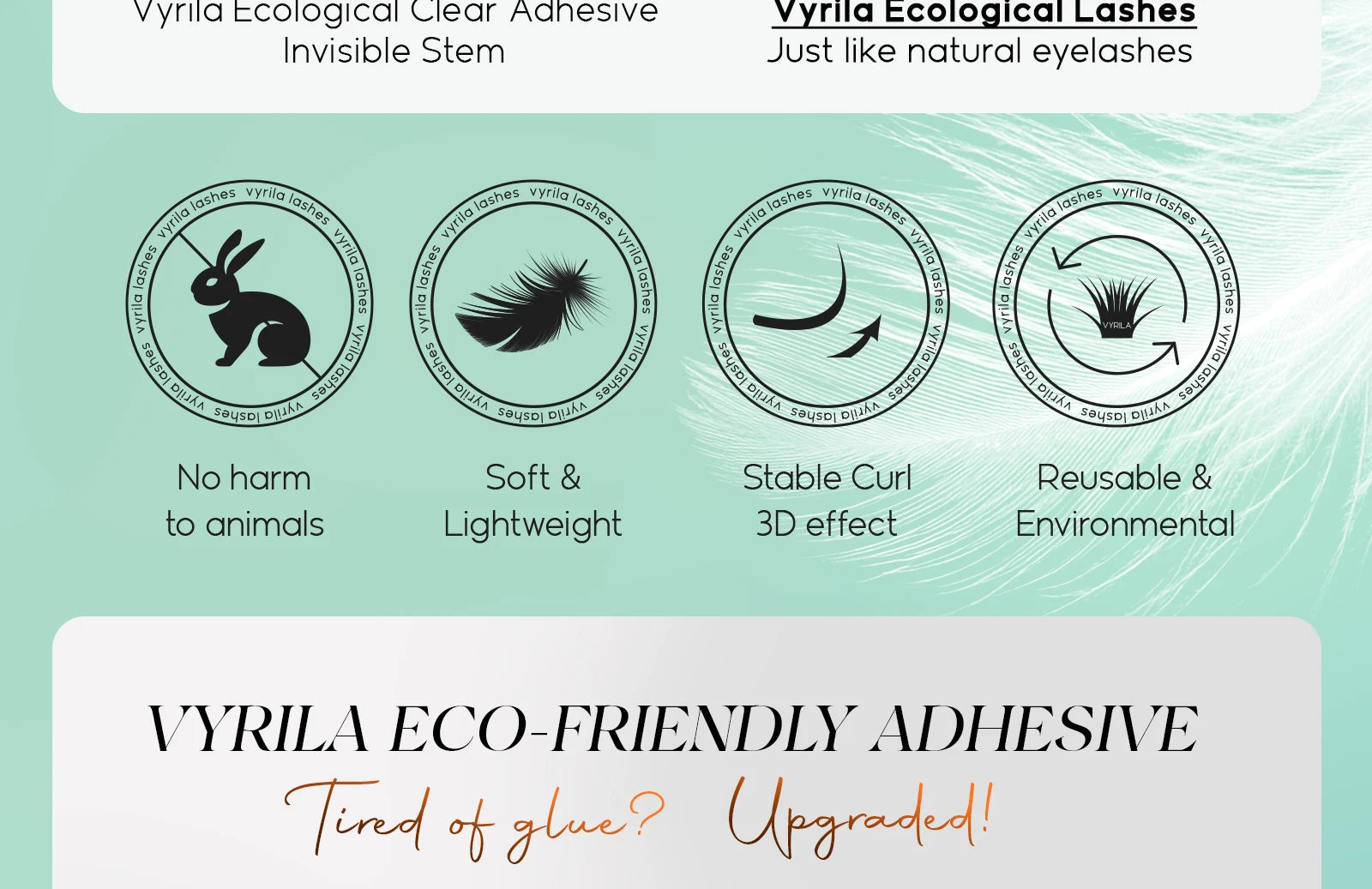 VYRILA Self Adhesive Eyelashes No Glue Needed Lashes 10‑16mm Pre Glued Cluster Lashes D Curl Soft Natural Press on Lashes