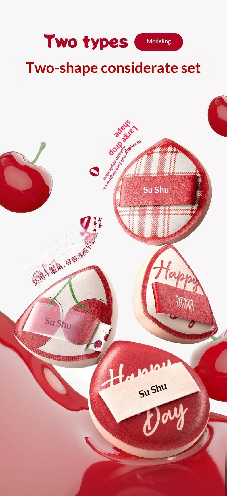 LISHU 4Pcs Ultra Sof Powder Puffs, Wet and Dry Dual-Use Makeup Sponge Set, Non-Powder-Absorbing for Cushion Foundation