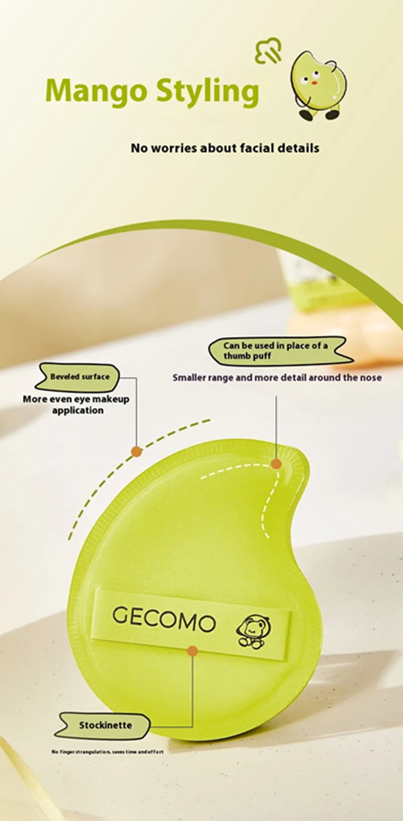 2PCS Makeup Blender Puff Air Cushion Foundation Sponge Loose Powder Puffs Mango-shaped  Cosmetic Applicator Tool Wholesale