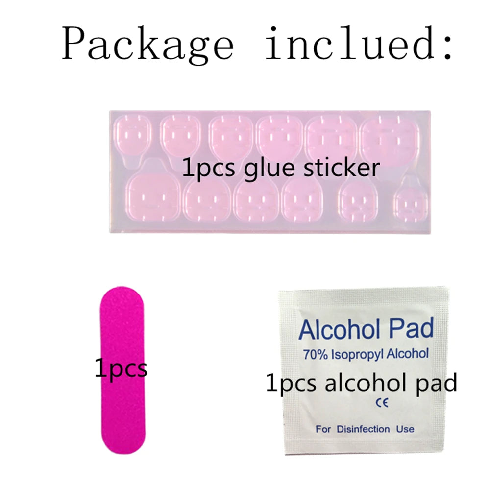 24Pcs Shiny Black False Nails With Jelly Glue Artificial Long Stiletto Fake Nail DIY Full Cover Finger Tips Manicure Tool