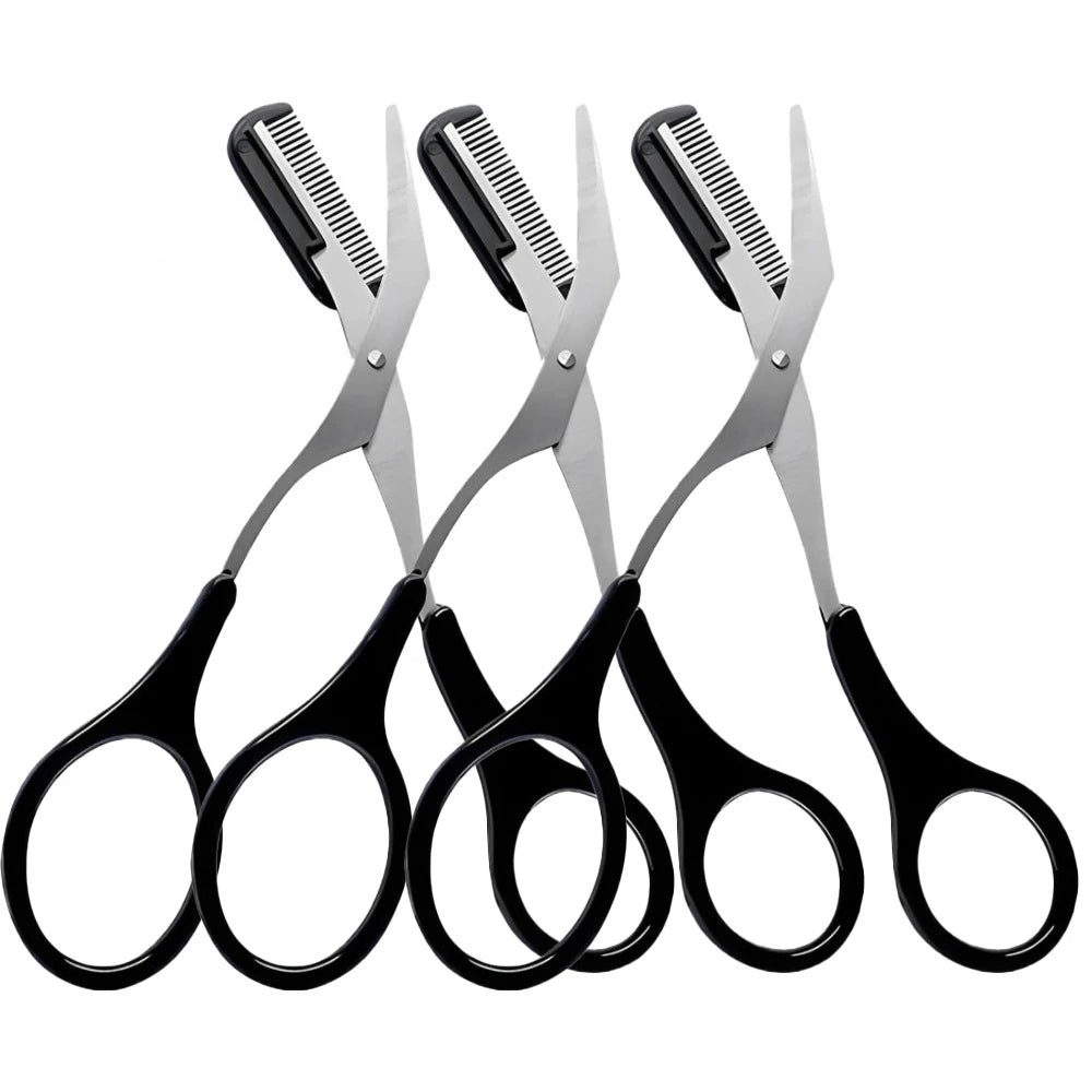 Eyebrow Trimmer Scissors Professional Non-Slip Finger Grip Brow Scissors with Comb for Men and Women Brow Shaping Makeup Tools