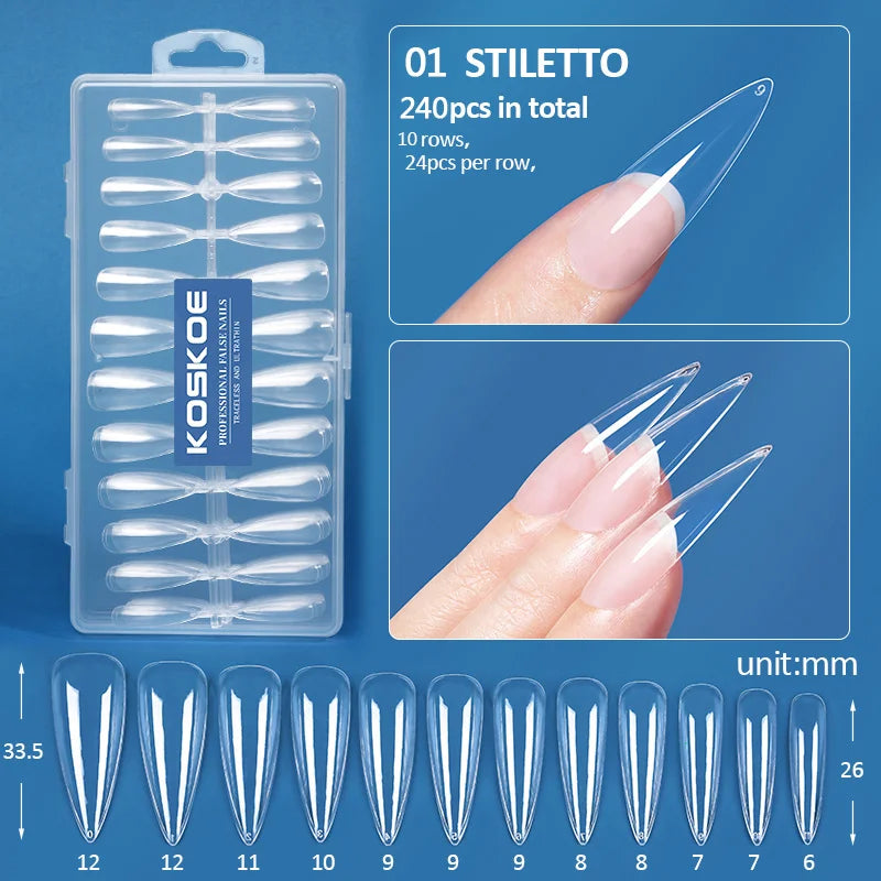 300/240pcs Matte Soft Gel Tips Short Almond Fake Nail Tips Nails Set Press On False Nail Full Cover Short Almond Nail Capsules