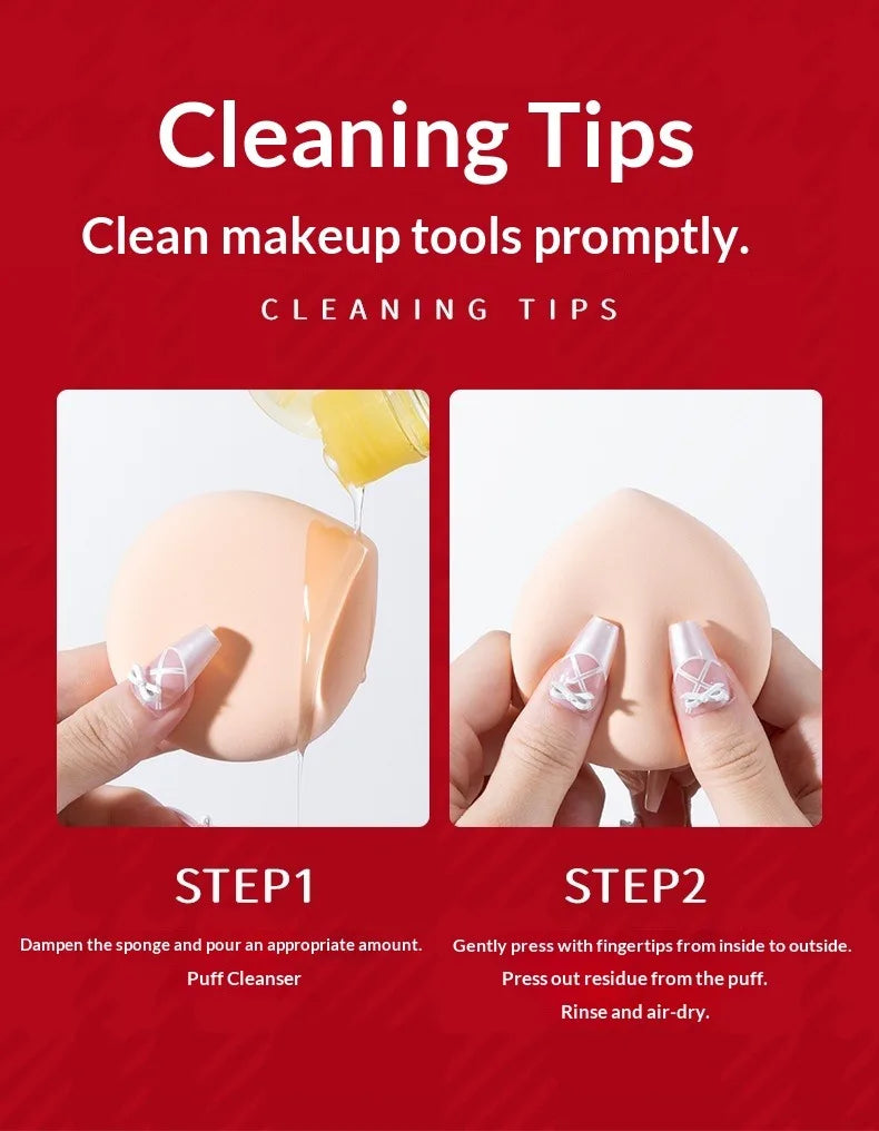 LISHU 4Pcs Ultra Sof Powder Puffs, Wet and Dry Dual-Use Makeup Sponge Set, Non-Powder-Absorbing for Cushion Foundation