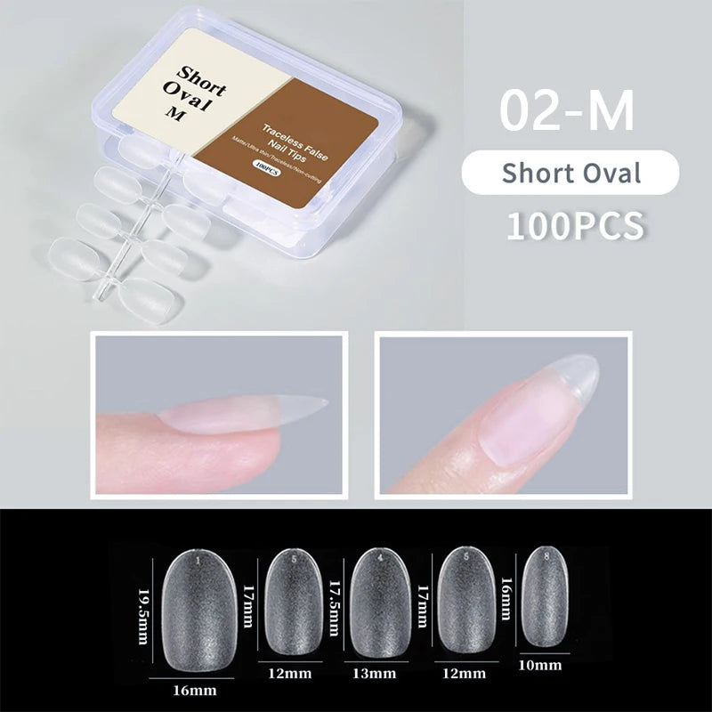 300pcs/box Transparent Fake Nail Acrylic Tips Soft Gel Full Matte Finish Nail Gel French Ballerinas Capsules Press On  Tips