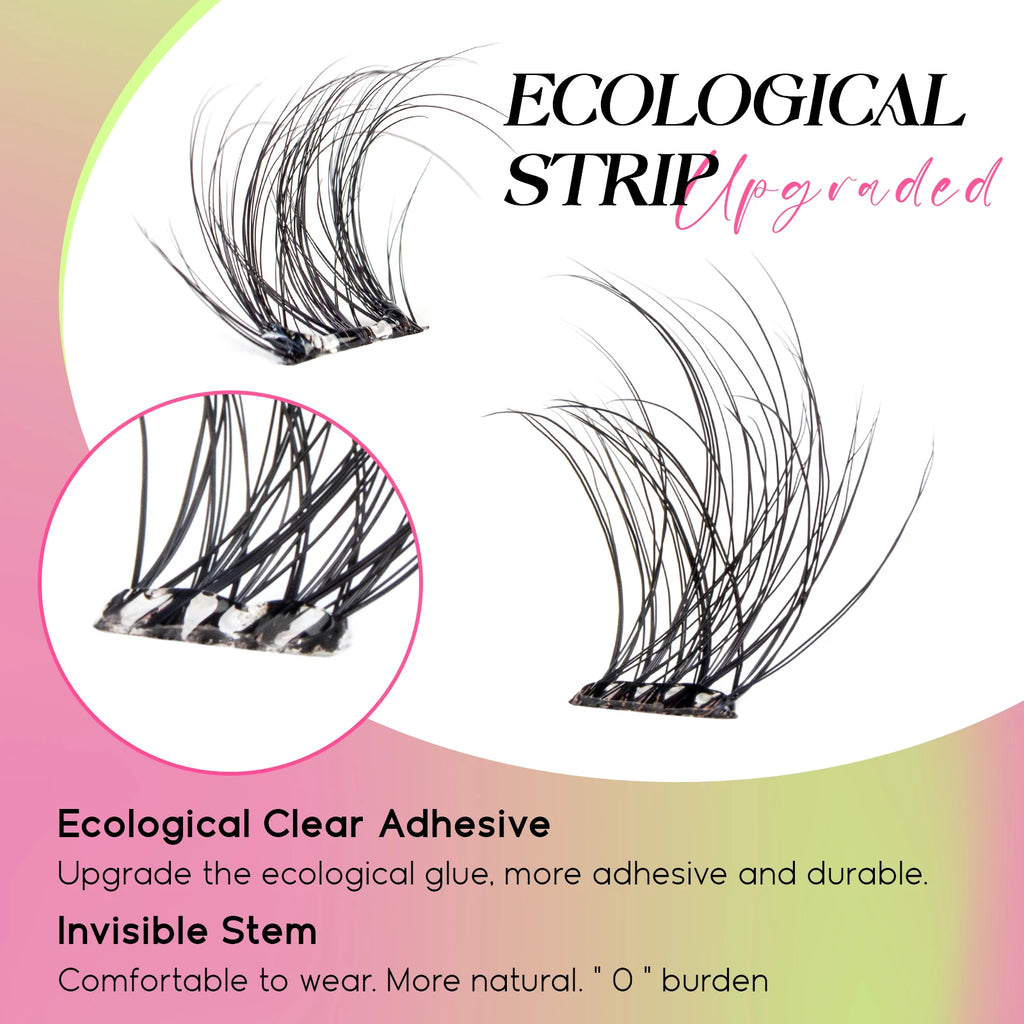 VYRILA Self Adhesive Cluster Lashes Glue-Free DIY Individual Eyelash Extension Natural Soft Lashes No Glue Needed Segmented Lash