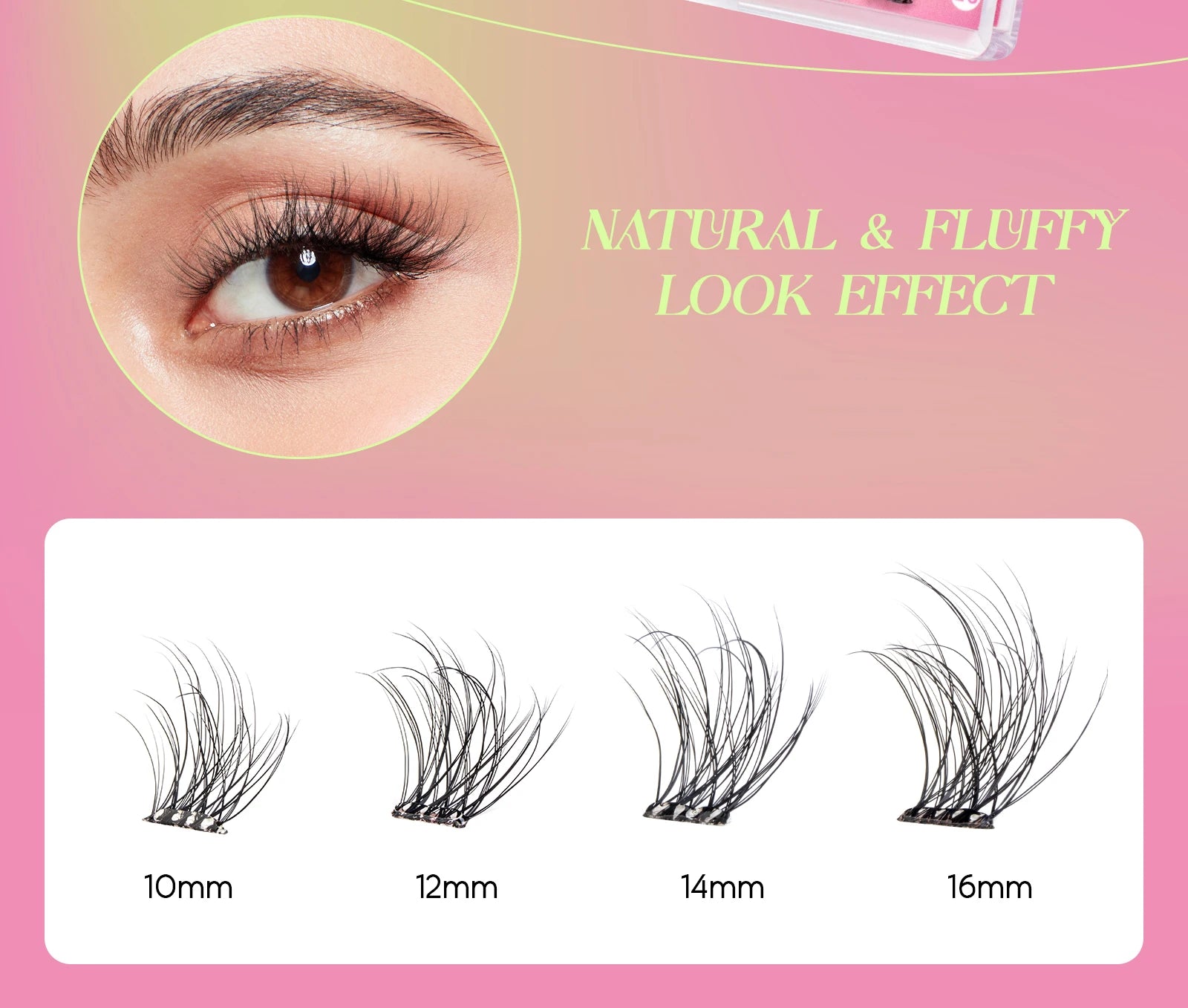 VYRILA Self Adhesive Cluster Lashes Glue-Free DIY Individual Eyelash Extension Natural Soft Lashes No Glue Needed Segmented Lash