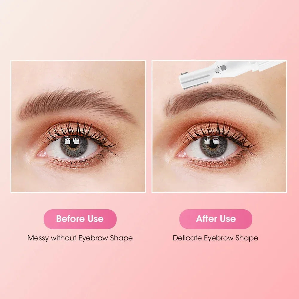Electric Eyebrow Trimmer Rechargeable Mini Eyebrow Scraper Precision Facial Hair Trimmer Eyebrow Razor Dual-Blade Grooming Tool