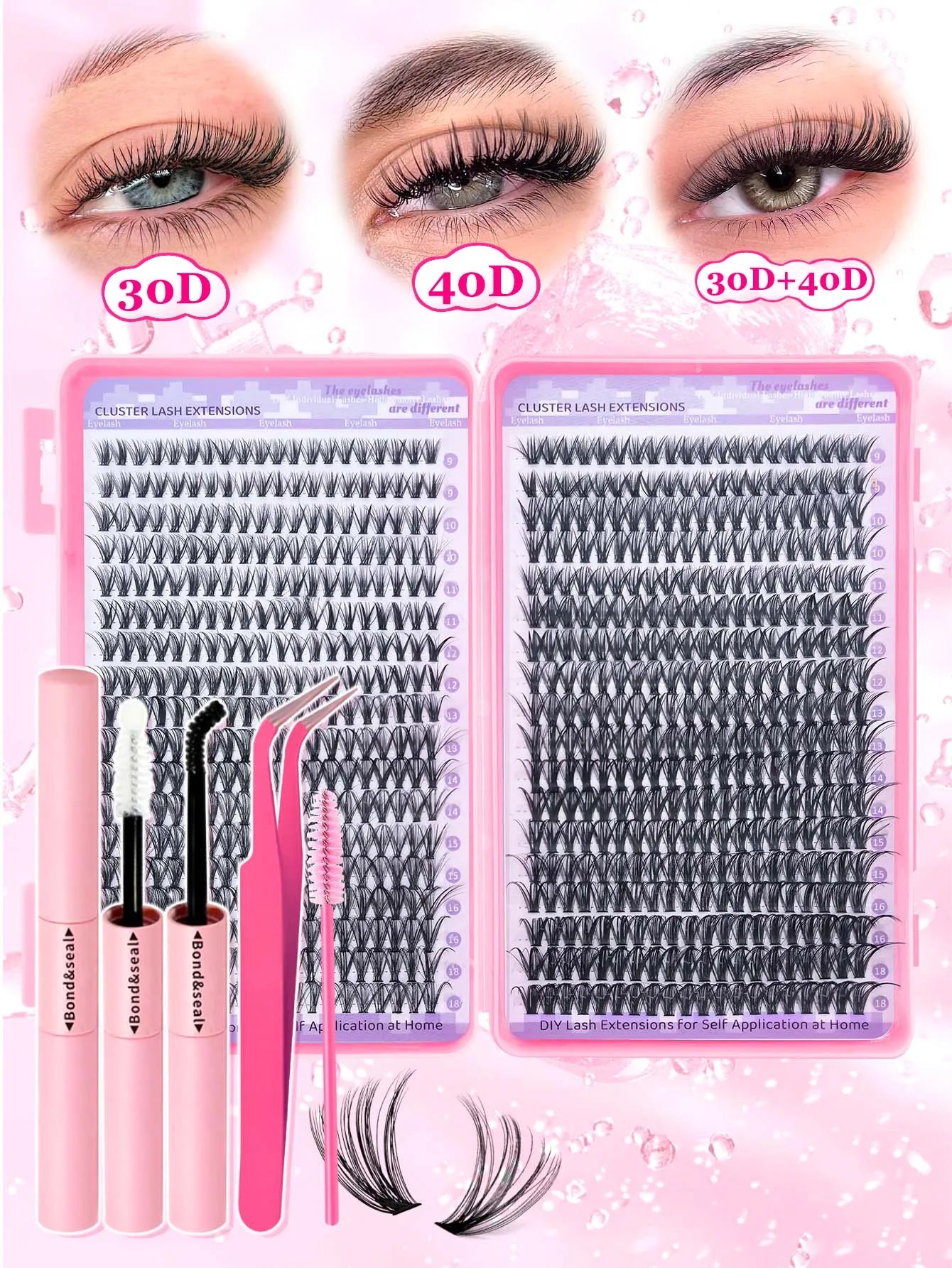 30D/40D/60D/80D/100D/120D/150D mixed lengths 9-18mm with grafted lashes, D-curl holiday lashes for DIY and festive occasions.
