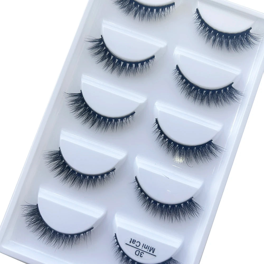 New 5 Pairs Natural 3D False Eyelashes Makeup Mink Eyelash Fake Eye Lashes Faux Cils Make Up Beauty Maquillaje Tools H13 Cat