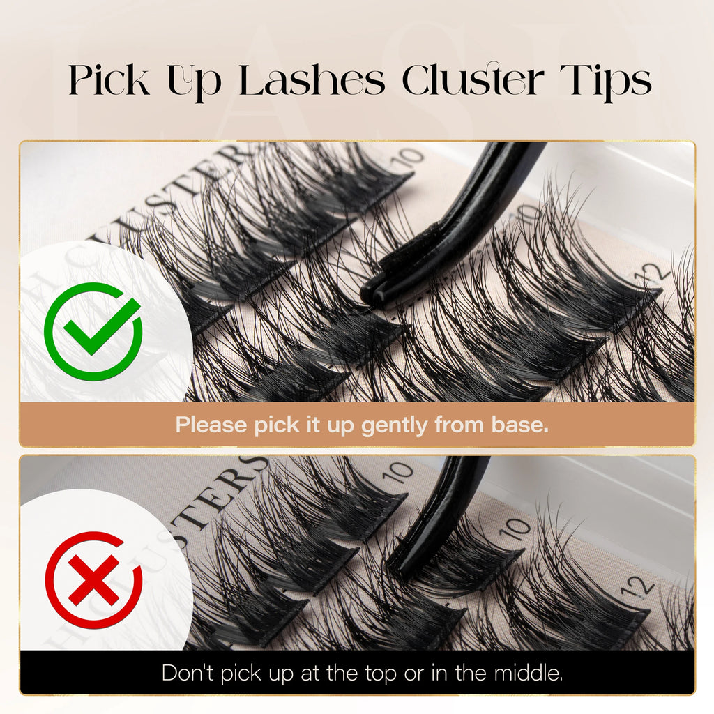 BEFER Cluster Lashes D Curl DIY Eyeslash Extension Lash Cluster Fluffy Volume Individual Natural False Eyelashes Clusters