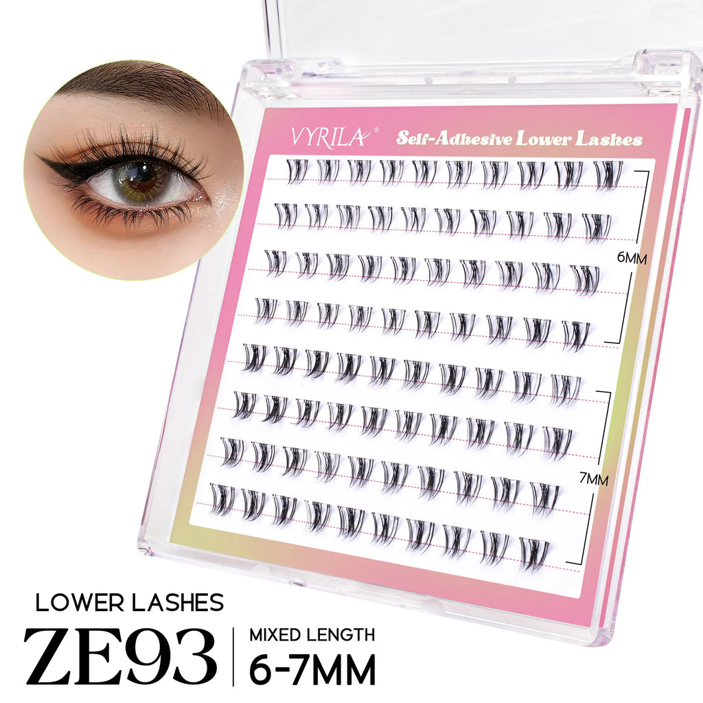 VYRILA Self Adhesive Cluster Lashes Glue-Free DIY Individual Eyelash Extension Natural Soft Lashes No Glue Needed Segmented Lash