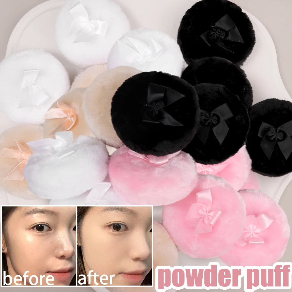 Plush Makeup Puffs Professional Butterfly Round Cosmetic Soft Plush Powder Puff Cute Bow Sponge Foundation Makeup Beauty Tools