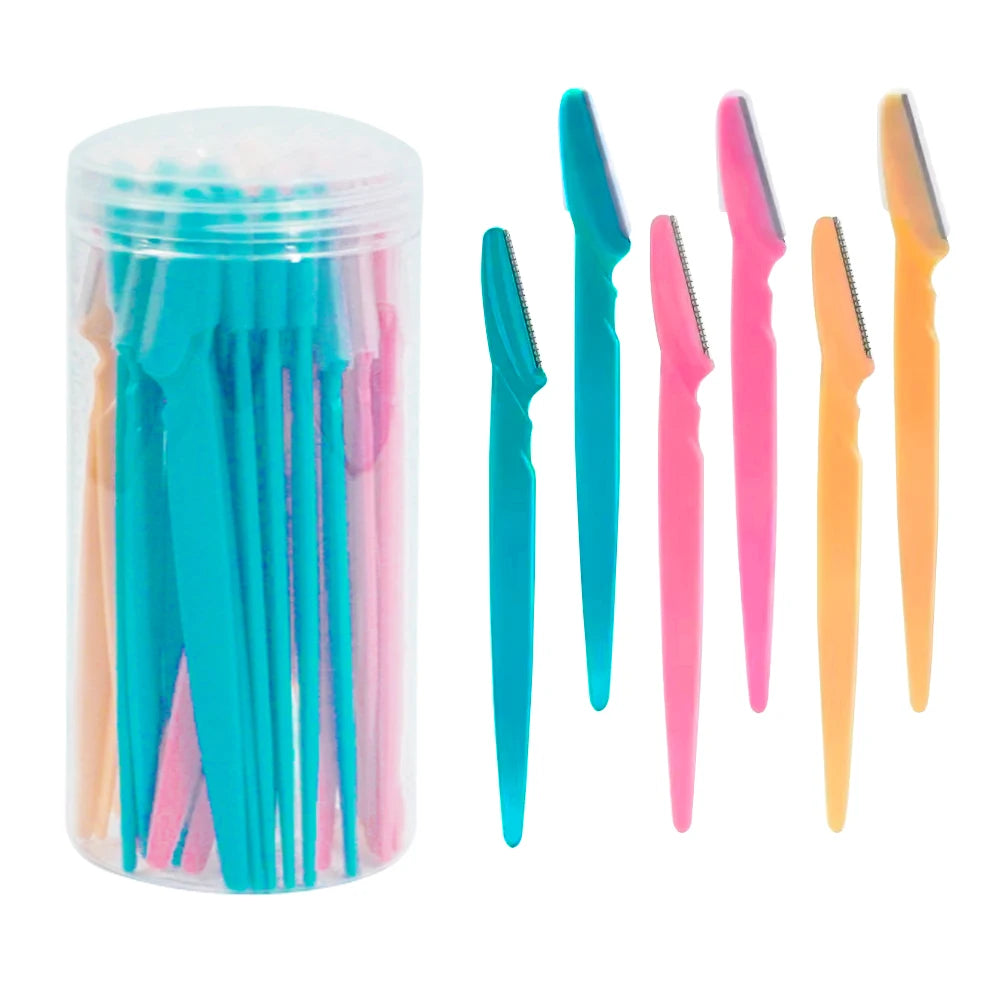 40Pcs Eyebrow Trimmer Makeup Beauty Tools Safe Eye Brow Razor Face Body Hair Removal Shaver Blades Woman Eyebrows Shaping Knife