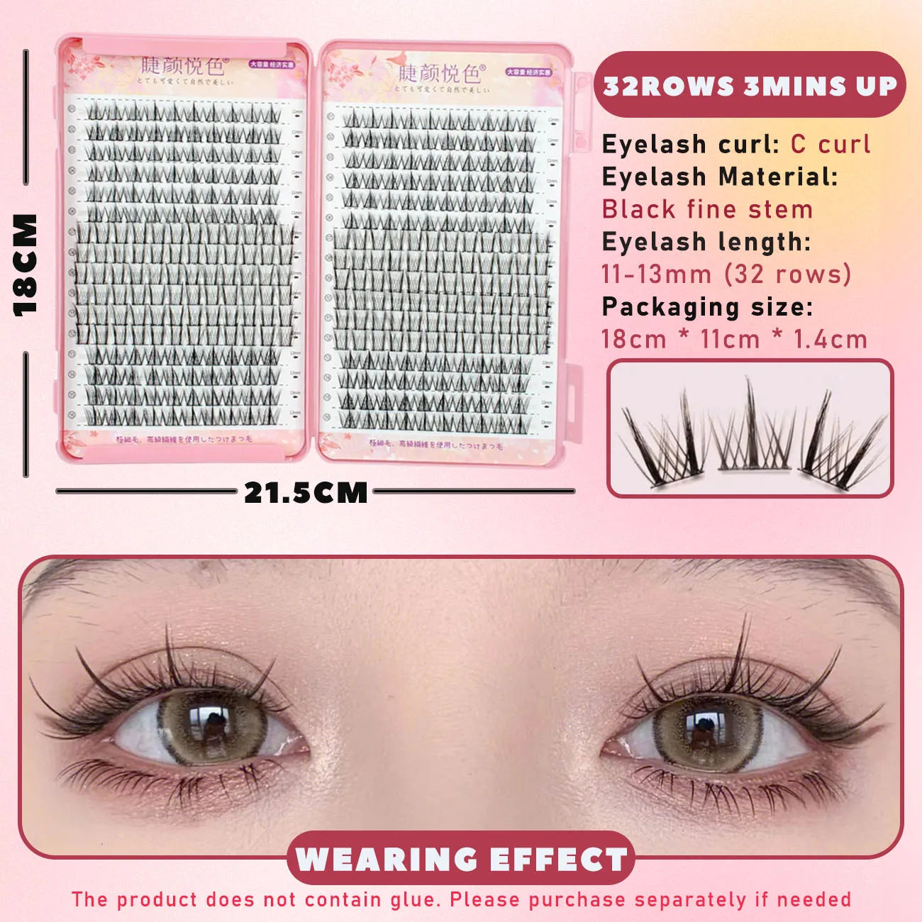 32 Rows Large Capacity Eyelashes Extension Professional Individual Cluster DIY Lashes Natural False Eyelashes Makeup Products