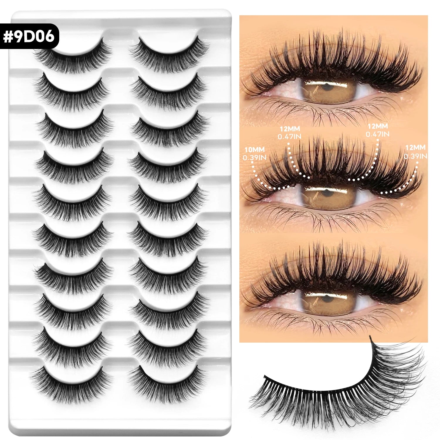 VELTRINAY False Lashes Cat Eye Eyelashes Faux Mink Fluffy Lashes Wispy Fake Eyelashes Thick Strips Lashes Makeup