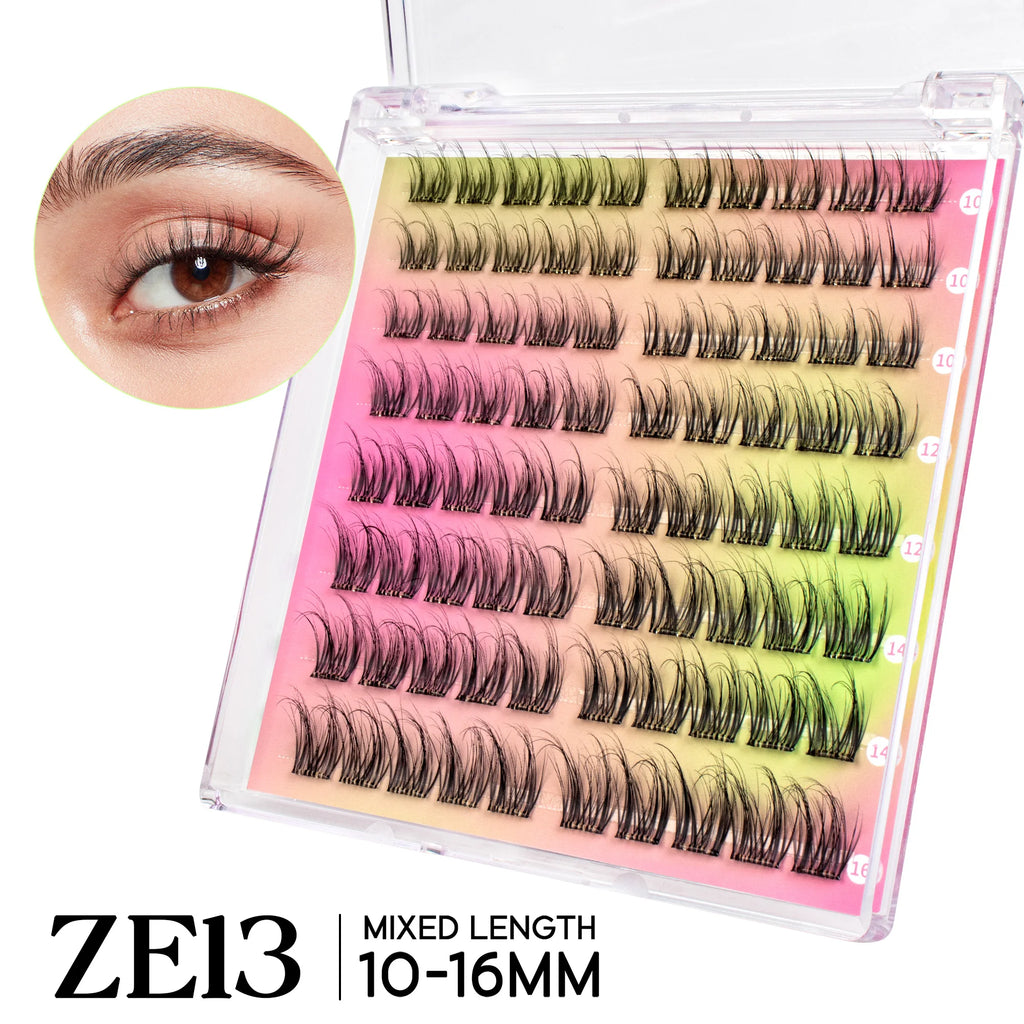 VYRILA Self Adhesive Cluster Lashes Glue-Free DIY Individual Eyelash Extension Natural Soft Lashes No Glue Needed Segmented Lash