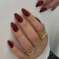 24pcs Wearable Wine Red artifiical Nails with glue Almond false nails with simple designs full cover ballet fake nails with glue